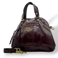 コーチ ハンドバッグ ワインレッド 2way パテントレザー エナメル s8 ショルダーバッグ トートバッグ 斜め掛け可 本革 赤 ゴールド金具 ロゴプレート ロゴタグ COACH 18718