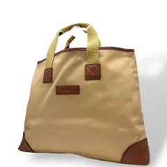 ポロラルフローレン　トートバッグ　茶　ロゴプレート　A4収納　キャンバス　T5　ハンドバッグ　レザー　本革　ブラウン　ベージュ　イエロー　Polo Ralph Lauren　オシャレ　本物保証　鑑定済　スピード発送