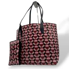 ケイトスペード kate spade トートバッグ ハンドバッグ ブラック 黒 総柄 フォックス ワンショルダー 肩掛け可 レザー 本革 ポーチ付き マルチカラー ピンク レッド ロゴプレート