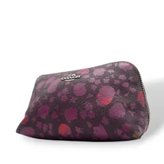 コーチ ポーチ 紫 パープル 花柄 レッド ロゴ PVC レザー 本革 COACH 53534 シルバー金具 おしゃれ かわいい 小物入れ 化粧ポーチ ブランド