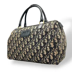 Christian Dior ディオール トロッター ミニボストン ボストンバッグ 紺 ネイビー ベージュ キャンバス レザー ゴールド金具 CDロゴ 手提げ ヴィンテージ レディース D3
