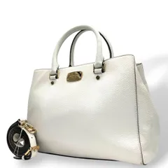 マイケルコース ハンドバッグ 白 ホワイト 2way レザー 本革 自立可 斜め掛け可 ショルダーバッグ トートバッグ A4収納 ゴールド金具 ロゴプレート E2