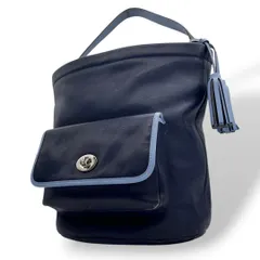 コーチ COACH ハンドバッグ トートバッグ 紺 ネイビー ブルー レザー 本革 ターンロック タッセル ワンショルダー 肩掛け可 チャーム付き シルバー金具 22407 レディース