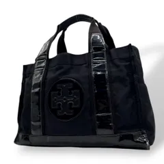 トリーバーチ TORY BURCH トートバッグ 黒 ブラック デカロゴ ナイロン エナメル ワンショルダー 肩掛け可 ハンドバッグ T1 レディース