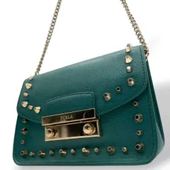 フルラ FURLA ショルダーバッグ 緑 グリーン メトロポリス 斜め掛け可 レザー 本革 チェーン フラップ ゴールド金具 ロゴプレート s12 レディース