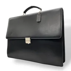 コーチ ビジネスバッグ レザー ブラック A4収納 ブリーフケース フラップ ハンドバッグ トートバッグ 大容量 シルバー金具 チャーム付き COACH E