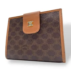 セリーヌ CELINE 二つ折り財布 マカダム トリオンフキャンバス ブラウン ベージュ コンパクトウォレット ゴールド金具 W4