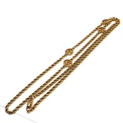 美品 クリスチャン ディオール Christian Dior ロゴネックレス ロゴメダル チェーンネックレス ロングチェーン ゴールド ヴィンテージ アクセサリー レディース I8