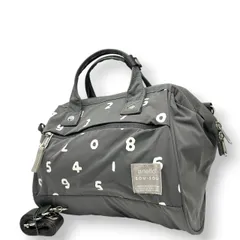 【ほぼ新品】anello アネロ×SOU SOU コラボ 2WAY 口金ミニボストン ショルダーバッグ ハンドバッグ 数字柄 ナイロン グレー 斜め掛け可 大容量 軽量 レディース メンズ 旅行 デイリーユース 京都 s32