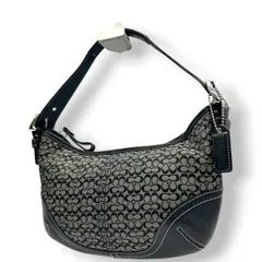 【美品】COACH コーチ ハンドバッグ アクセサリーポーチ ワンショルダー ミニシグネチャー キャンバス レザー 本革 ブラック 黒 レディース 肩掛け コンパクト 軽量 クラシック エレガント デイリーユース 定番人気モデル 6351 s83