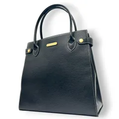 【美品】BURBERRY バーバリー ハンドバッグ トートバッグ レザー 本革 ブラック 黒 ゴールド金具 ロゴプレート 自立可 レディース フォーマル ビジネス オフィス 冠婚葬祭 セレモニー エレガント 上品 きれいめ クラシック s34
