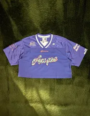 Aape エイプ バイ アベイシングエイプ アプリケ クロップド トップス フットボール ジャージ パープル