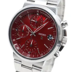 【美品/電池交換済】SEIKO セイコー ルキア 7T92-0AA0 クロノグラフ 腕時計 レディース クオーツ 10気圧防水 ステンレス レッド 赤文字盤 シルバー デイト タキメーター 日本製 ビジネス カジュアル エレガント G10 lukia