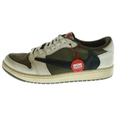 NIKE (ナイキ) ×TRAVIS SCOTT AIR JORDAN 1 LOW OG REVERSE OLIVE トラヴィススコット エアジョーダン リバースオリーブ ローカットスニーカー US9.5/27.5cm DM7866-200