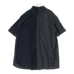 MM6 Maison Margiela (エムエムシックスメゾンマルジェラ) 21SS ドッキング ストライプ柄 オーバーサイズ ハーフスリーブ 半袖シャツ ブラック/イエロー レディース S32CU0133 STN998