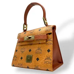 MCM エムシーエム ヴィセトス ハンドバッグ トップハンドルバッグ ベルトデザイン コニャック レザー ミニバッグ  c4