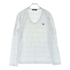 BURBERRY BLUE LABEL (バーバリーブルーレーベル) ワンポイントロゴ刺繍 Vネック ロングスリーブ 長袖Tシャツ カットソー グレー