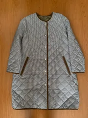 美品　23区  中綿 キルティング チェック柄ノーカラーコート サイズ44