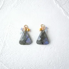 天然石 大粒ラブラドライトのピアス/イヤリングチャーム 14kgf