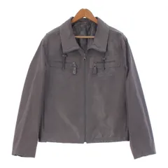ルイヴィトン 22SS カーフスキン レザー エンブロイダリー 刺繍 ハイネック 袖切り替え ライダースジャケット HNL02W グレー 46【中古】のサムネイル