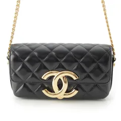 シャネル ラムスキン デカココマーク マトラッセ チェーン ショルダーバッグ ブラック【中古】