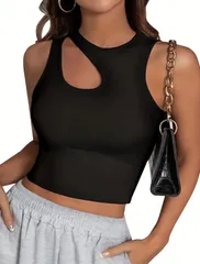 【新品】レディース ノースリーブカットアウトタンクトップ