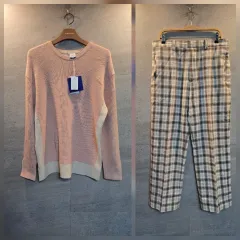 SIE G ピンク ニット + billboard CHECK ズボン