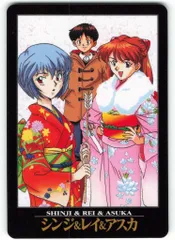 バンダイ エヴァンゲリオン/カードダス 1弾/初版(ノーマル) レイ&アスカ&シンジ（初詣） 15