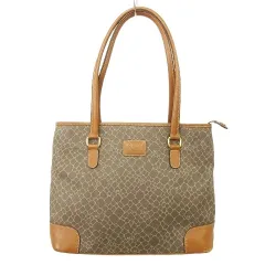 ニナリッチ NINA RICCI トートバッグ スクエア PVC 切替 レザー ロゴ ジラフ柄 総柄 茶 ブラウン ORG