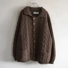 【美品/ビッグサイズ】INVERALLAN 【ケーブルニット 3Aカーディガン】ブラウン インバーアラン 25120171のサムネイル