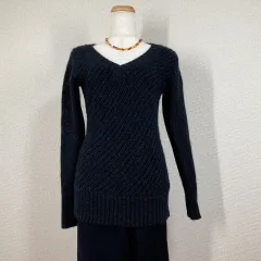 【ニコル】ニット セーター 黒　ブラック　nicole　F　フリー　ウール アンゴラ Vネック Y2K　フェアリーグランジ　森ガール　姫ギャル