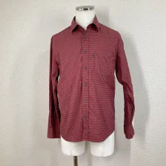 【ゴールデンベア】シャツ 長袖　ワイン　L　チェック 綿 コットン ワンポイント y2k グランパコア シティーボーイ　グランジ