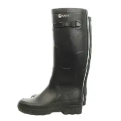 エーグル AIGLE ラバーブーツ レインブーツ 長靴 ロゴ ベルトデザイン アウトドア 40 25cm 黒 ブラック /MN1 ■GY35