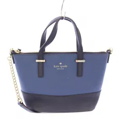 ケイトスペード KATE SPADE 2WAY ハンドバッグ ショルダーバッグ バイカラー ロゴ レザー 牛革 チェーン 切替 紺 ネイビー 黒 ブラック /BB