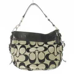 コーチ COACH ハンドバッグ ワンショルダー キャンバス レザー 革 シグネチャー ロゴ型押し 黒 ブラック 12657 /CK6 ■GY18