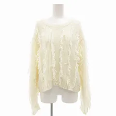 レイカズン Ray cassin FAVORI 美品 ニット セーター フリンジ クルーネック F アイボリー /OU ■GY39