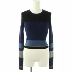 ダイアンフォンファステンバーグ DIANE von FURSTENBERG リブトップス ニット カットソー 長袖 ブラック ブルー /DF ■OSのサムネイル