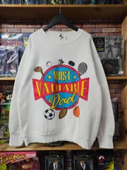 【US古着】90s USA製 DELTA MOST VALUBLE Dad Sweatshirt  | デルタ MVP パパ 父の日 マルチスポーツ プリント スウェットトレーナー ホワイト L~XL