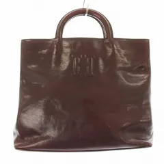 ヒロフ HIROFU ハンドバッグ スクエア レザー Hロゴ 茶 ブラウン /KU ■MU