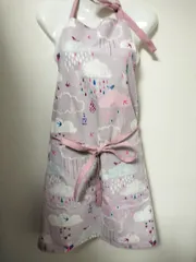 ハンドメイド　エプロン　rain story　ピンク　A017