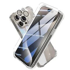 【1+1+1入り】対応 iPhone 15 Pro Max フイルム + ケース アイフォン15プロマックス ガラスフイルム 6.7インチ + レンズ 保護フィルム 15proMAX 液晶 保護フィルム 強化ガラス 貼り付け簡単 硬度9H 飛散防止 高透過率 