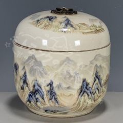 新年ギフト同治粉彩千里江山蓋缶 茶道具 工芸品 美術品 置物CZW1207P613