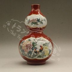New Year's Gift: Red Glazed Pastel Gourd Jar, Decorative Item, Contemporary Craft, Artwork, Figurine, CZW1207P751