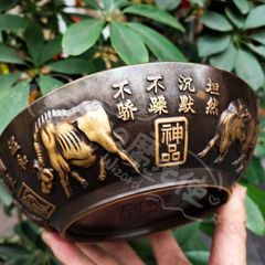 新年ギフト五牛図八卦どんぶり 茶道 装飾品 工芸品 美術品 置物CZW1207P755