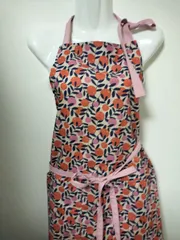 ハンドメイド　エプロン　サンセットフルーツ　ピンク　A018