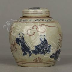 新年ギフト元 青花麒麟送子紋茶缶 景徳鎮 陶磁器 装飾品 現代工芸品