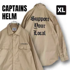 キャプテンズヘルム CAPTAINS HELM★TCツイルワークシャツ★SUPPORT YOUR LOCAL★ベージュ★メンズXL   #2512D020のサムネイル