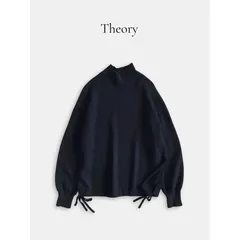 Theory セオリー サイドスリット 裾リボン オーバーサイズ ニット プルオーバー ウール カシミヤ混 ブラック S ふんわり 暖か シンプル 長袖