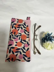 ハンドメイド　メガネケース　サンセットフルーツ　ピンク　B062