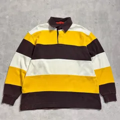 SIEGFRIED ラガーシャツ XL 太ボーダー ブラウン イエロー 古着